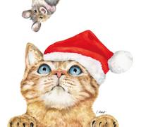 PPD Lot de 20 serviettes de table Motif chat de Noël découvre la souris Idéal également pour le découpage et la technique des serviettes 33 x 33 cm