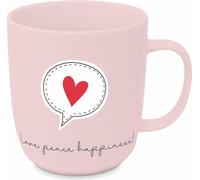 PPD Love, peace, happiness Mug 2.0 D@H, Henkelbecher, Kaffeetasse, Becher, Tasse, New Bone China, Rosa, 400 ml, 561102072