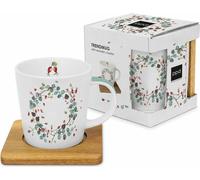PPD Nordic Moods Trend Mug Nature, mit Holzuntersetzer, Tasse, Teetasse, Kaffee Becher, 350 ml, 604541