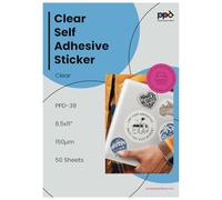 PPD PPD-39-50 Lot de 50 feuilles de papier autocollant en vinyle transparent imprimable de qualité supérieure pour imprimante à jet d'encre 21,6 x 27,9 cm - Auto-adhésif, résistant aux déchirures