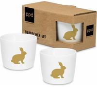 PPD Pure Easter gold Egg Cup Set, 2-tlg., Eierbecher, Eierhalter, New Bone China, Weiß / Gold, 604810