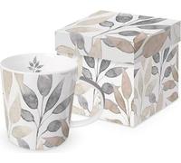 PPD Scandic Leaves white Trend Mug, in Geschenkbox, Henkelbecher, Kaffeebecher, Becher, Tasse, New Bone China, 400 ml, 160302356