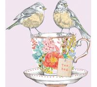 PPD Tea For Two Birds Servietten, 20 Stück, Tischservietten, Tissue, Bunt, 33 x 33 cm, 1331916