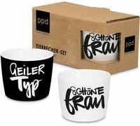 PPD Typ & Frau Egg Cup Set, 2-tlg., Eierbecher, Eierhalter, New Bone China, Schwarz / Weiß, 604807