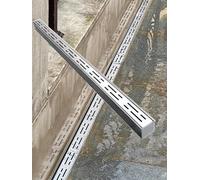 PpeiliL Système de Drainage de Jardin en Acier Inoxydable avec Embouts - Tranchée en béton étroite de 100 cm for Une Gestion Efficace de l'eau(100cmx3.5cmx3cm8 Pack)