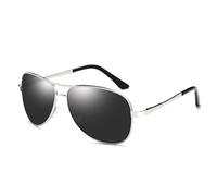 PPFVVTV Lunettes de soleil classiques pour hommes et femmes, verres solaires en métal, style vintage, noires, pour la conduite, UV400 (argent noir)