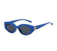 PPFVVTV Lunettes de soleil œil de chat tendance pour femmes, verres UV400, style rétro, petites, ovales, rouges, bleues, pour hommes, pour l'extérieur (bleu-gris)