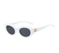 PPFVVTV Lunettes de soleil œil de chat tendance pour femmes, verres UV400, style rétro, petites, ovales, rouges, bleues, pour hommes, pour l'extérieur (blanc et gris)