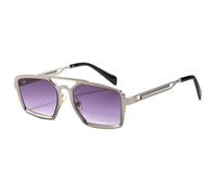PPFVVTV Lunettes de soleil rétro de luxe en métal pour femmes, verres dégradés, UV400, style punk, tendance (gris argenté)