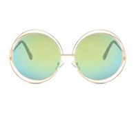 PPFVVTV Lunettes de soleil rondes surdimensionnées pour femmes, monture creuse en alliage de qualité, verres solaires UV400 (miroir doré C8)