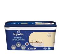 PPG RIPOLIN - Peinture Intérieure Cuisine et Bain - Murs, Boiseries & Radiateurs - Adapté Pièces Humides - Effet Perlant - Lessivable - Haute Résistance - Jaune Renoir - Satin - 2L