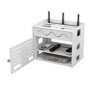PPGE Home Boîte de Rangement pour WiFi Routeur Câbles Support TV Flottant Téléviseur Set Top Box CD Lecteur de DVD Etagère de Stockage Mural Etagere Rangement pour Câble Invisible Boîte 31×21.5×27 cm