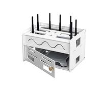 PPGE Home Boîte de Rangement pour WiFi Routeur Câbles Support TV Flottant Téléviseur Set Top Box CD Lecteur de DVD Etagère de Stockage Mural Etagere Rangement pour Câble Invisible Boîte 31×21.5×19 cm