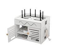 PPGE Home Boîte de Rangement pour WiFi Routeur Câbles Support TV Flottant Téléviseur Set Top Box CD Lecteur de DVD Etagère de Stockage Mural Etagere Rangement pour Câble Invisible Boîte 36×26.5×27 cm