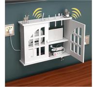 PPGE Home Étagère de Rangement Murale pour Routeur WiFi Boîte de Rangement pour Câble et Routeur Étagère Flottante pour Routeur/WiFi/DVD/Décodeur, Etagere Murale TV Câble Invisible B