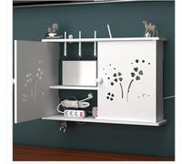 PPGE Home Étagère de Rangement Murale pour Routeur WiFi Boîte de Rangement pour Câble et Routeur Étagère Flottante pour Routeur/WiFi/DVD/Décodeur, Etagere Murale TV Câble Invisible C