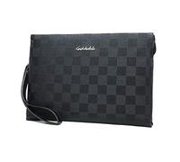 PPGE Home Sac à Main de Cuir Homme Sac de Poignet Pochette Document Grand Zippée Portefeuille Sacoche Embrayage Porte Cartes Chequier Monnaie pour Business Soirée Mariage,Black
