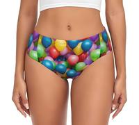 PPHGUT Ballons colorés bleu ciel imprimé sous-vêtements pour femmes culottes douces pour la peau évacuation de l'humidité tenue décontractée polyvalente, Noir , M
