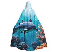 PPHGUT Belle cape à capuche unisexe avec imprimé dauphins du monde sous-marin - Accessoire de costume pour carnaval, bal masqué, fête, cosplay