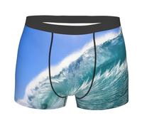 PPHGUT Big Ocean Wave HD Print Boxer respirant pour homme Sous-vêtements de sport doux pour la peau Entraînement quotidien décontracté, Noir , M
