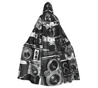 PPHGUT Cape à capuche rétro cool avec imprimé d'appareil photo - Unisexe - Accessoire de costume pour carnaval, bal masqué, fête, cosplay