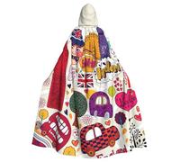 PPHGUT Cape à capuche unisexe avec imprimé journal scolaire en anglais, accessoire de costume, carnaval, bal masqué, fête, cosplay