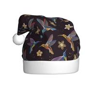PPHGUT Chapeau de Noël avec broderie de colibris et fleurs - Chapeau de Père Noël festif pour les vacances de Noël pour adultes et enfants