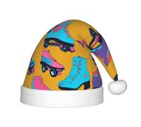 PPHGUT Chapeau de Noël confortable pour enfants avec imprimé patins à roulettes colorés pour fête de Père Noël Nouvel An