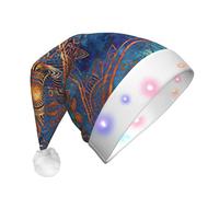 PPHGUT Chapeau de Noël lumineux unisexe avec imprimé mandala ciel étoilé pour fêtes de fin d'année, fêtes de Noël