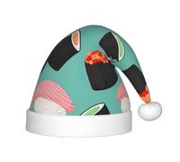 PPHGUT Chapeau de Noël unisexe imprimé avec motif de sushis, accessoire de fête, Noël, Nouvel An, décoration saisonnière