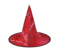 PPHGUT Chapeau de sorcière pliable à large bord avec cœur rouge et fleurs pour Halloween, fêtes, événements et jeux de rôle