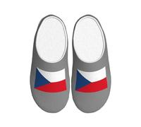 PPHGUT Drapeau de la République Tchèque Imprimer Voyage Hôtel Chaussures Unisexe TPR Pantoufles Semelle Antidérapante Anti-Pilling Flanelle Intérieur