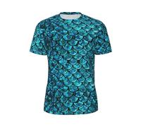 PPHGUT Écailles de poisson. Imprimé Hommes Été Casual Use T-shirts à manches courtes Doux ventilé Jogging Wear Workout, Noir , L