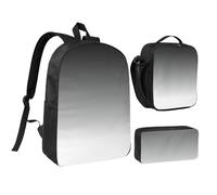 PPHGUT Ensemble sac d'école ombré blanc à noir avec sac à déjeuner, trousse à stylos, école, activités de plein air, shopping