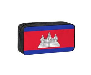 PPHGUT Étui spacieux pour adultes avec imprimé drapeau du Cambodge - Grande capacité - Pochette de rangement de bureau