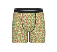 PPHGUT Hojas Tropicales Y Flores Print Boxer pour homme confortable à porter au quotidien Respirant Doux, Noir , M