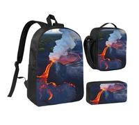 PPHGUT Kilauea Ensemble sac à déjeuner et trousse à crayons Motif volcans