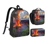PPHGUT Kilauea Ensemble sac à déjeuner et trousse à crayons Motif volcans