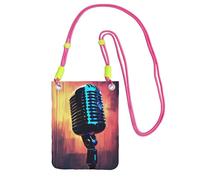 PPHGUT Microphone avec imprimé notes de musique pour femmes et hommes, pochette de téléphone élégante et résistante à l'eau, sac à bandoulière pour voyage, course à pied, Fuchsia, Taille unique