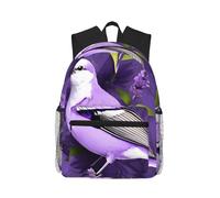 PPHGUT Oiseau en violet lavande floral imprimé floral sac à dos décontracté léger voyage aventure camping double sac à bandoulière