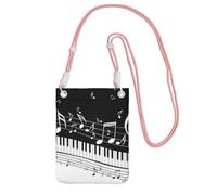 PPHGUT Sac à bandoulière pour téléphone portable avec touches de piano et notes de musique - Élégant et résistant à l'eau - Pour voyage, course à pied, rose, Taille unique