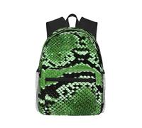 PPHGUT Sac à dos décontracté imprimé peau de serpent vert léger voyage aventure camping double sac à bandoulière