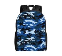 PPHGUT Sac à dos léger à double épaule unisexe avec imprimé camouflage bleu