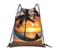 PPHGUT Sac à dos pliable avec cordon de serrage pour adultes, motif coco, plage, coucher de soleil, sac de voyage, w nd, activités de plein air