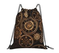 PPHGUT Sac à dos pliable avec cordon de serrage pour adultes Motif horloge Bronze