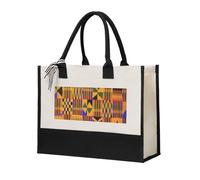 PPHGUT Sac fourre-tout en toile avec impression ethnique africaine - Grande capacité - Cadeau idéal pour le shopping, le quotidien, les voyages, l'école, le bureau