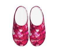 PPHGUT Saint Valentin Amour Cœur Imprimé Voyage Hôtel Chaussures Unisexe TPR Pantoufles Semelle Antidérapante Anti-Pilling Flanelle Intérieur