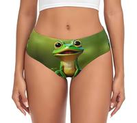 PPHGUT Sous-vêtements pour femme avec imprimé grenouille verte - Culotte douce pour la peau - Évacuation de l'humidité - Style décontracté et polyvalent, Noir , S