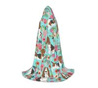 PPHGUT Sweet Basset Hound Cape à capuche avec imprimé floral unisexe pour cosplay, festival, carnaval, fêtes à thème