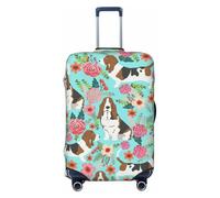 PPHGUT Sweet Basset Hound Housse de protection élastique universelle pour valises Motif floral, Noir , M, Bagage à main